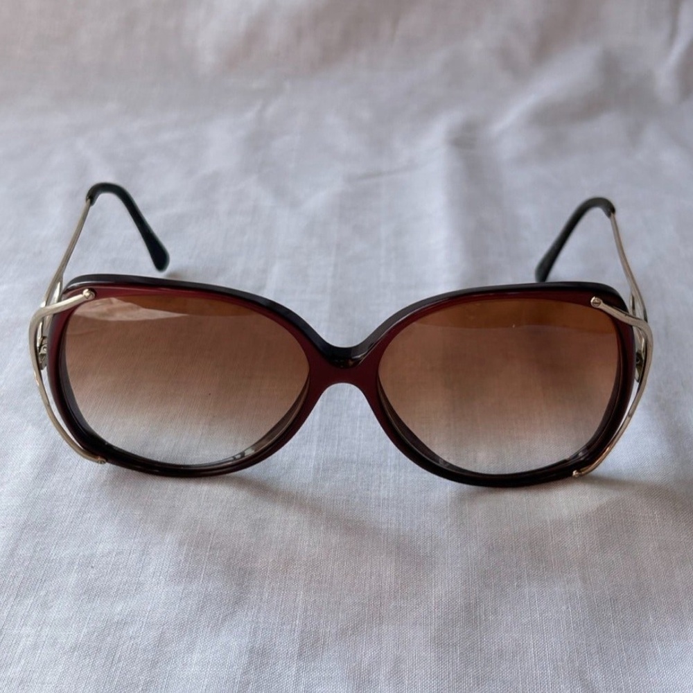 Vintage Luxottica Gold & Maroon Glasses Style #1343
